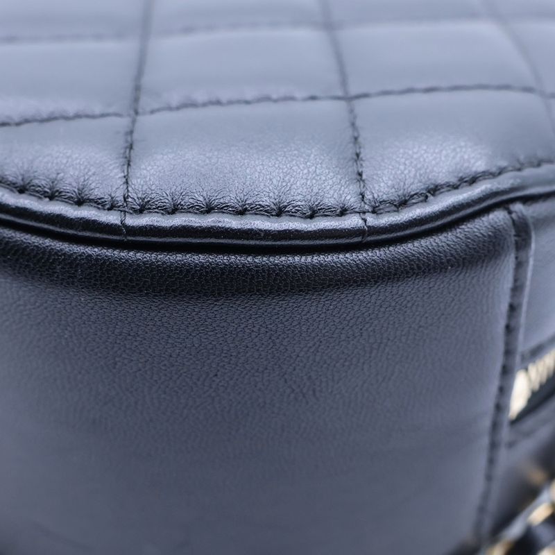 Chanel Quilted CC Logo Caviar Leather Chain Shoulder Bag Round Pouch