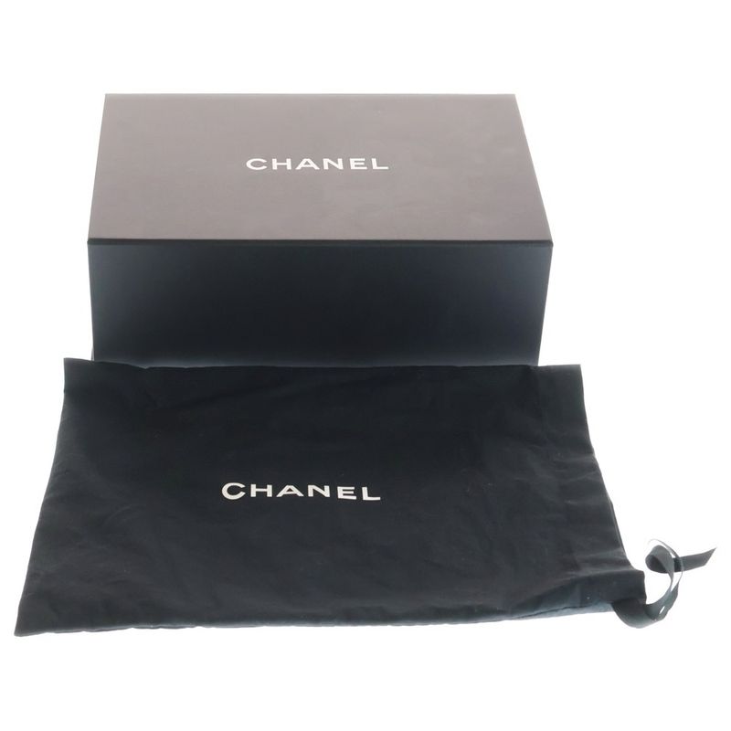 Chanel CC Logo Twi Domini Flap Shoulder Bag Chain Black Leather Gold