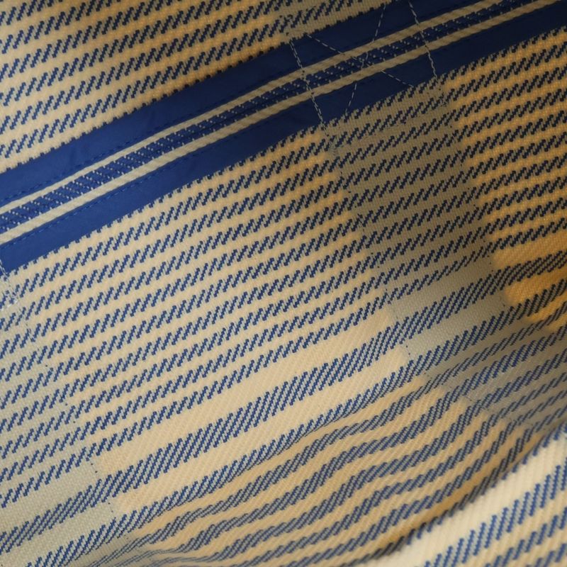 Hermes Bayadere Canvas Striped Pattern Pouch Tote Blue