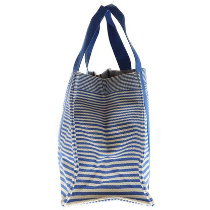 Hermes Bayadere Canvas Striped Pattern Pouch Tote Blue