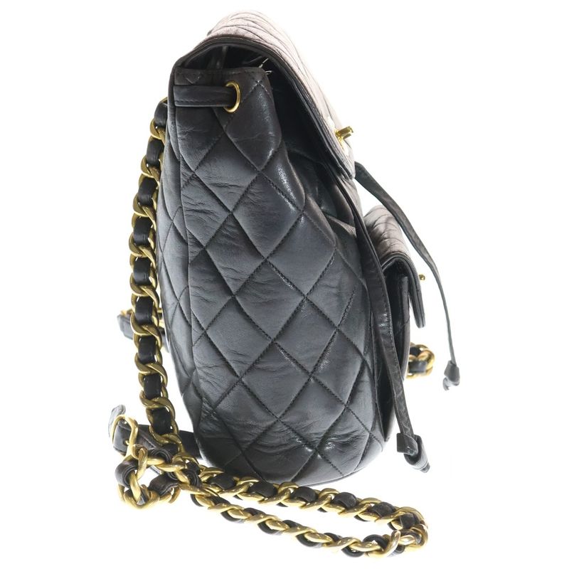 Chanel Quilted CC Logo Turnlock Lambskin Leather Backpack Gold
