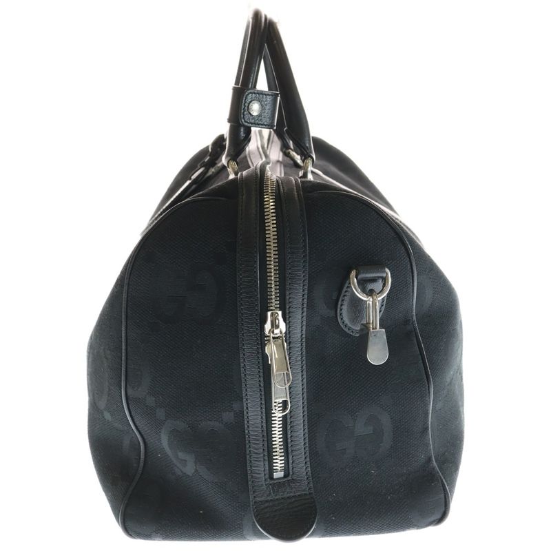 Gucci Jumbo GG Canvas Leather 2-Way Shoulder Boston Bag Black