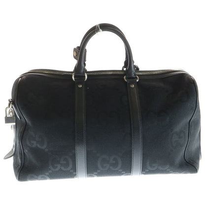Gucci Jumbo GG Canvas Leather 2-Way Shoulder Boston Bag Black