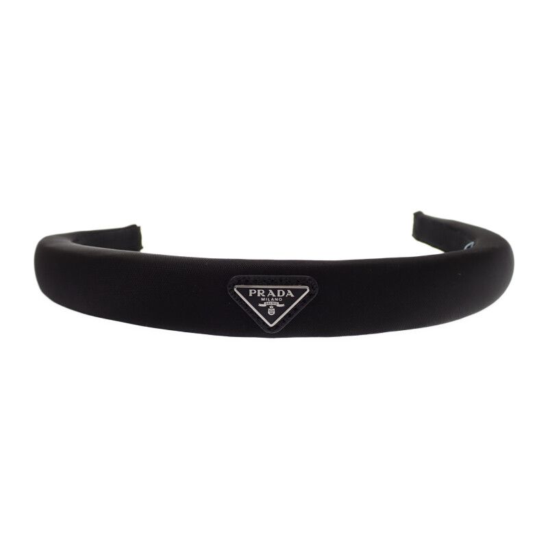 Prada Headband Hair Nylon Black Silver