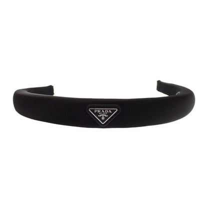Prada Headband Hair Nylon Black Silver