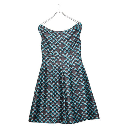 Prada Sleeveless Dress 42 Gray Multicolor Wool Silk