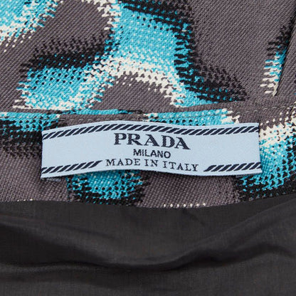 Prada Sleeveless Dress 42 Gray Multicolor Wool Silk