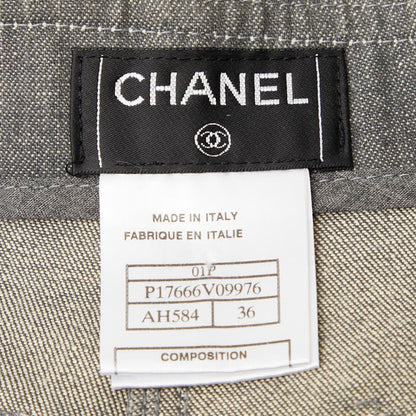 Chanel CC Logo Denim Pants 36 Gray Cotton