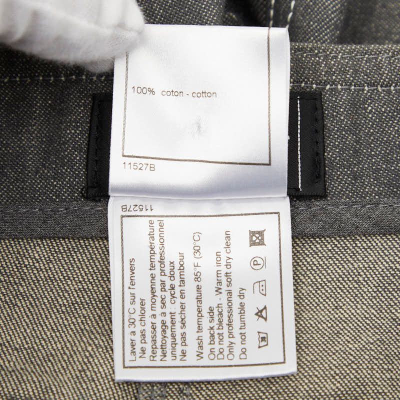 Chanel CC Logo Denim Pants 36 Gray Cotton