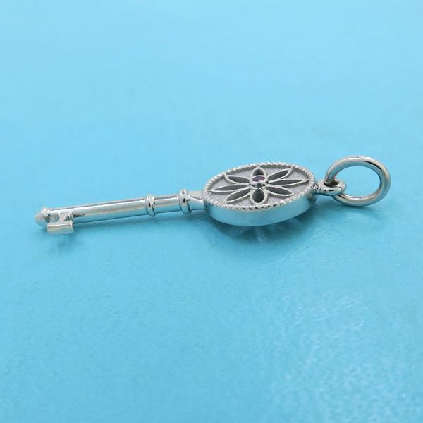 Tiffany & Co Daisy Key Charm Pink Saffiano