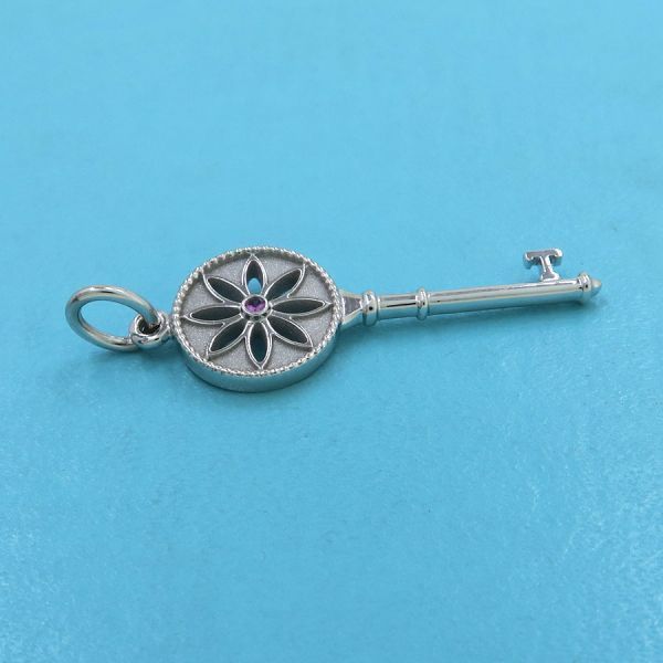 Tiffany & Co Daisy Key Charm Pink Saffiano