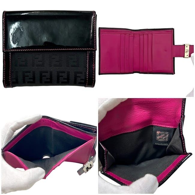 Fendi Bifold Wallet Black Pink Zucchino