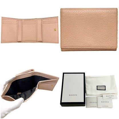 Gucci Trifold Wallet Pink Beige GG Marmont