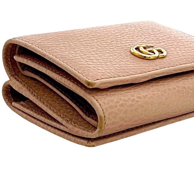 Gucci Trifold Wallet Pink Beige GG Marmont