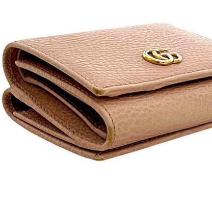 Gucci Trifold Wallet Pink Beige GG Marmont