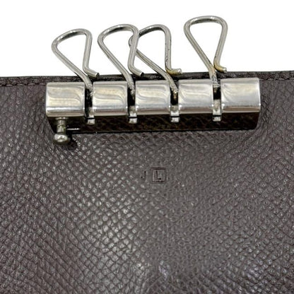 Hermes 4 Row Key Case Brown Dark Bearn Leather Key Holder Brown Dark Brown