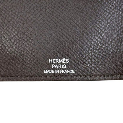 Hermes 4 Row Key Case Brown Dark Bearn Leather Key Holder Brown Dark Brown
