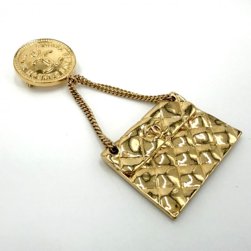 Chanel Brooch Quilted Bag Motif CC Logo Swing Coco