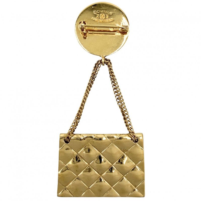 Chanel Brooch Quilted Bag Motif CC Logo Swing Coco