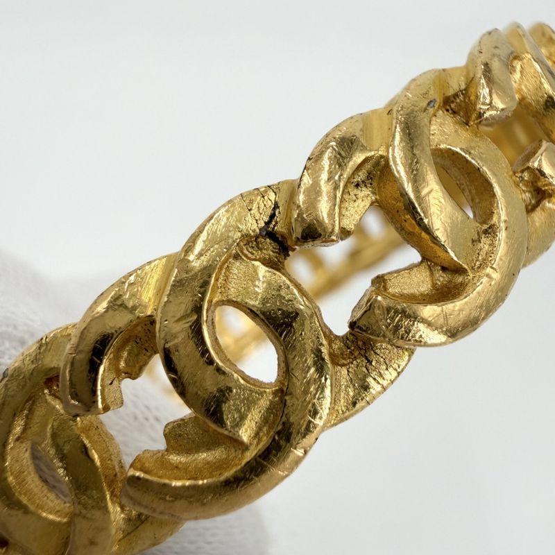 Chanel Bangle Bracelet CC Logo Coco Vintage Gold