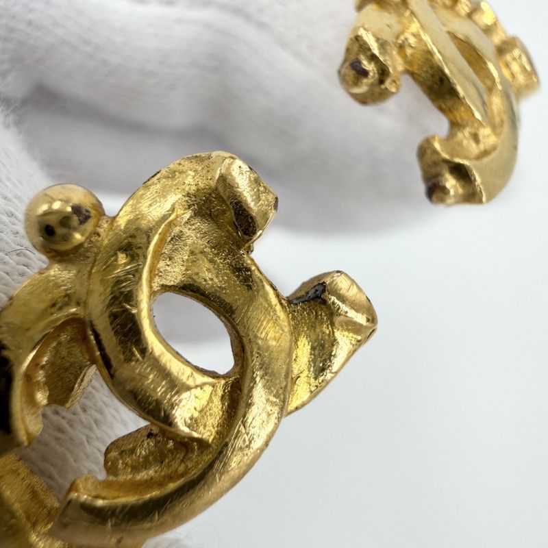 Chanel Bangle Bracelet CC Logo Coco Vintage Gold