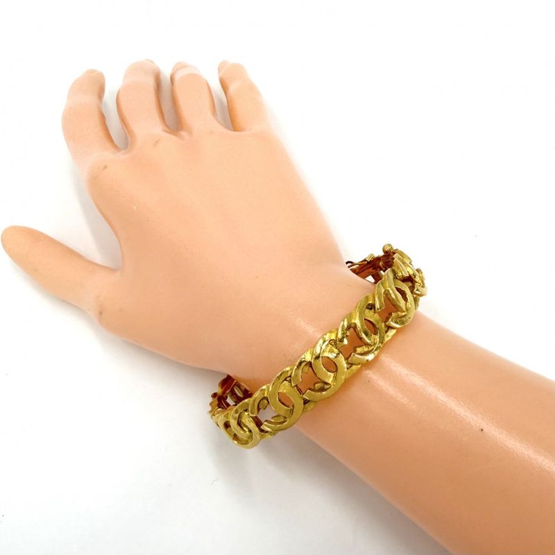Chanel Bangle Bracelet CC Logo Coco Vintage Gold