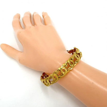 Chanel Bangle Bracelet CC Logo Coco Vintage Gold