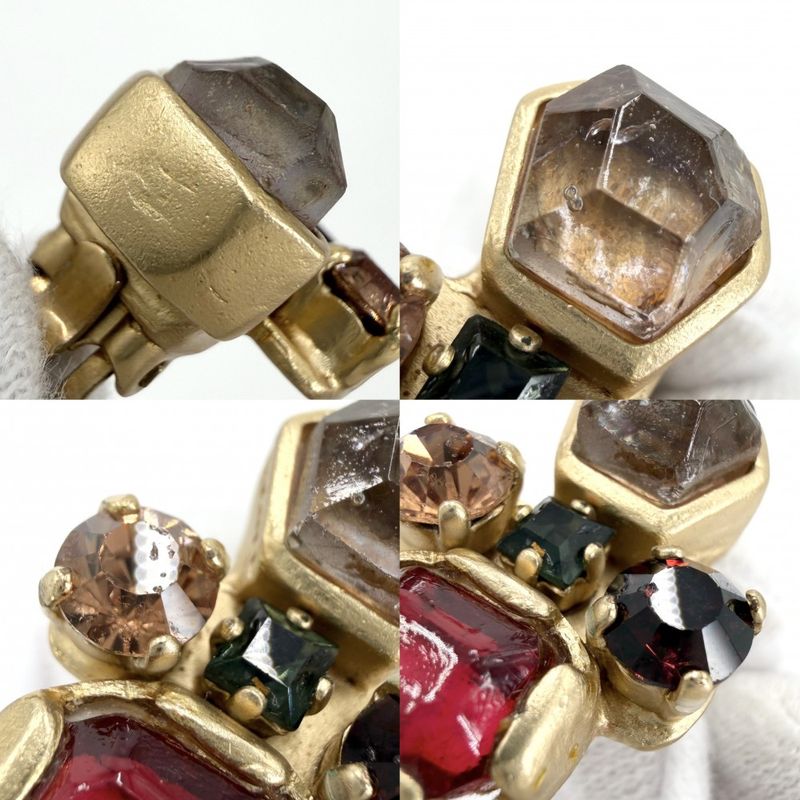 Chanel Earrings Gripoix CC Logo Vintage Coco Stone
