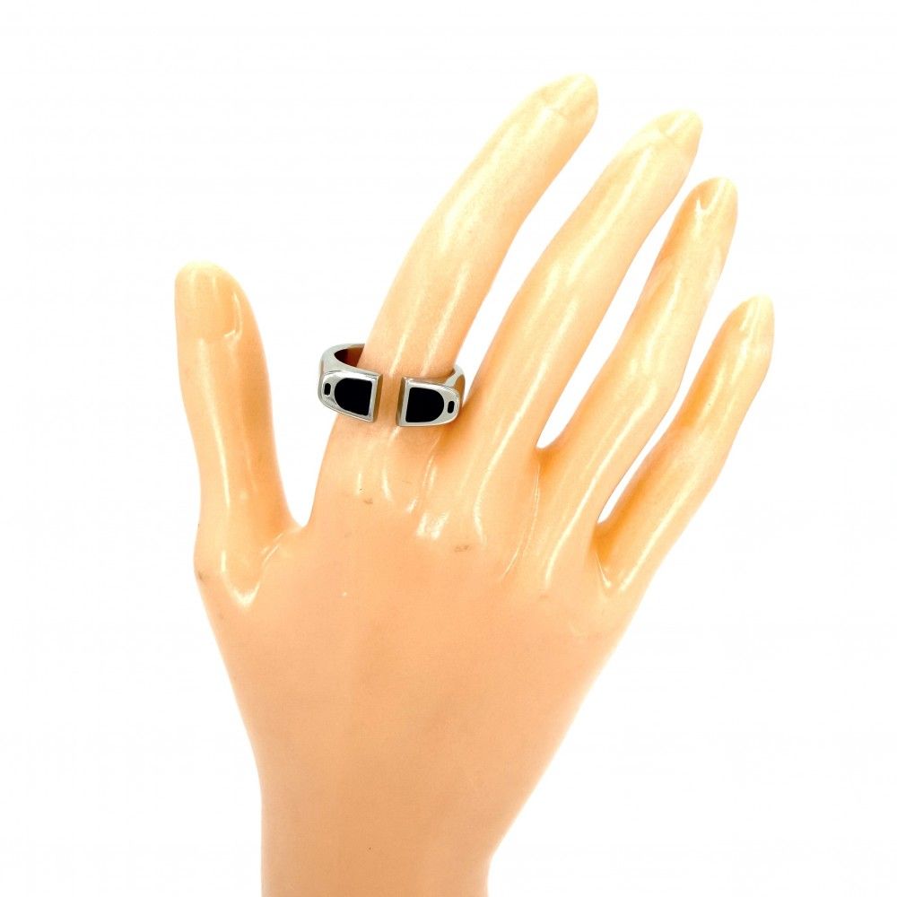 Hermes Ring Etrier Small Items 58 Silver X Navy
