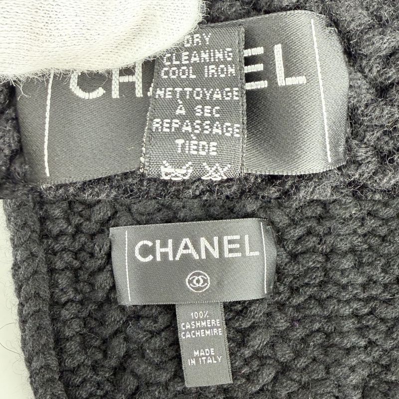 Chanel Scarf Knit CC Logo Coco Chain Cashmere