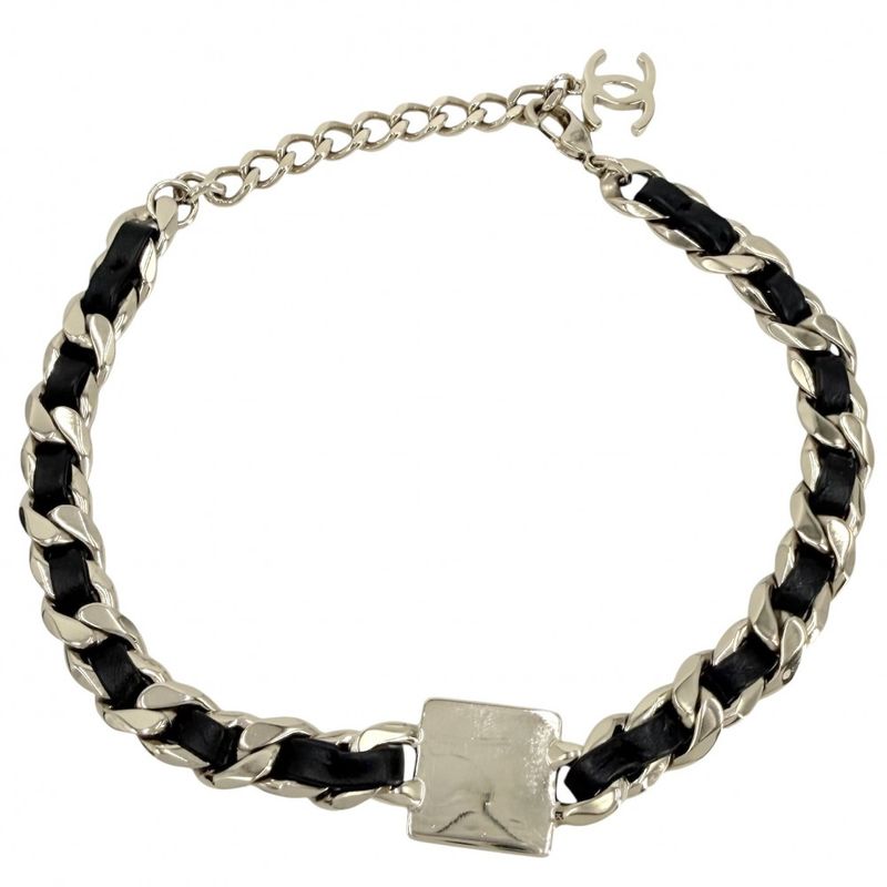 Chanel Choker CC Logo Chain Necklace with Adjuster Star Gold X Black