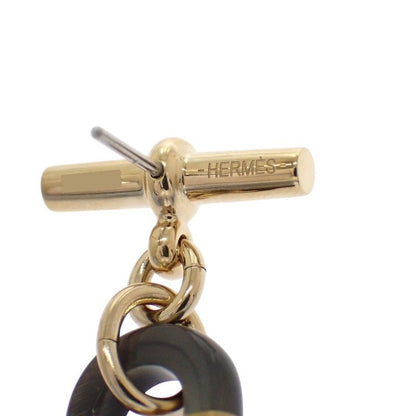 Hermes Sur Mer PM Earrings Metal Buffalo Horn Brown Gold