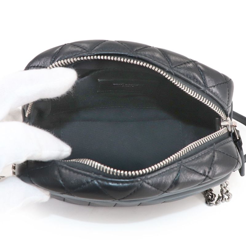 Saint Laurent Lou Bowling Mini Chain Shoulder Bag Leather Black Loulou And
