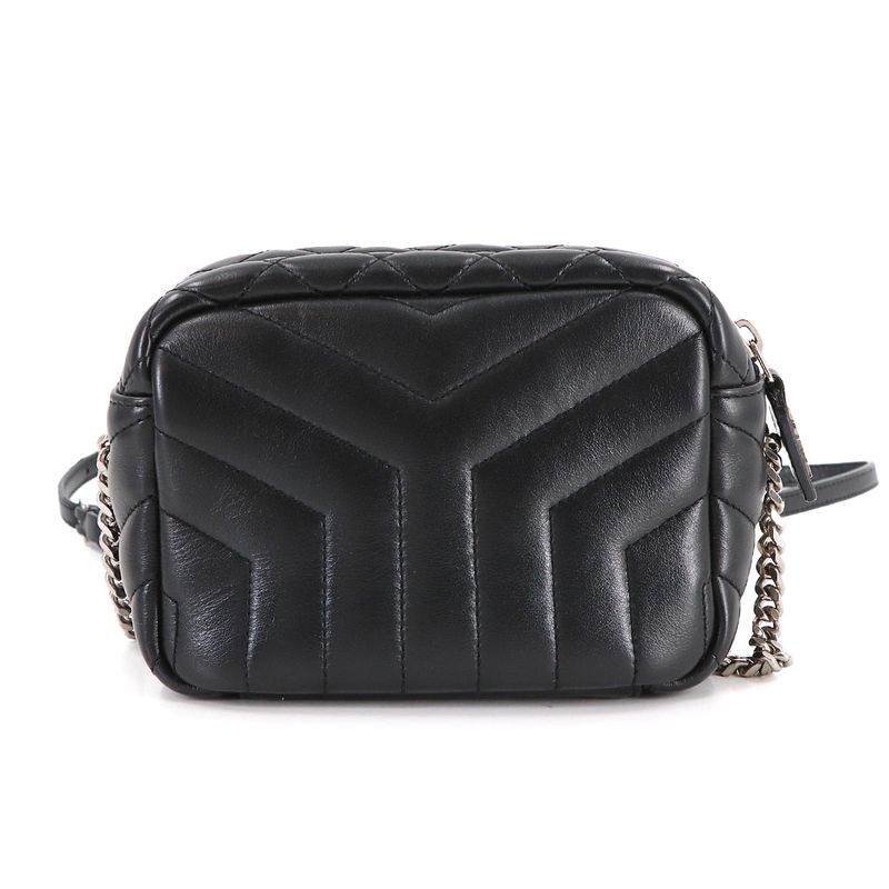 Saint Laurent Lou Bowling Mini Chain Shoulder Bag Leather Black Loulou And