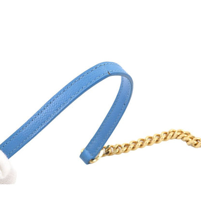 Saint Laurent Cassandra Envelope Chain Wallet Leather Blue