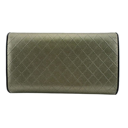 Chanel Quilted Wallet Leather Silver