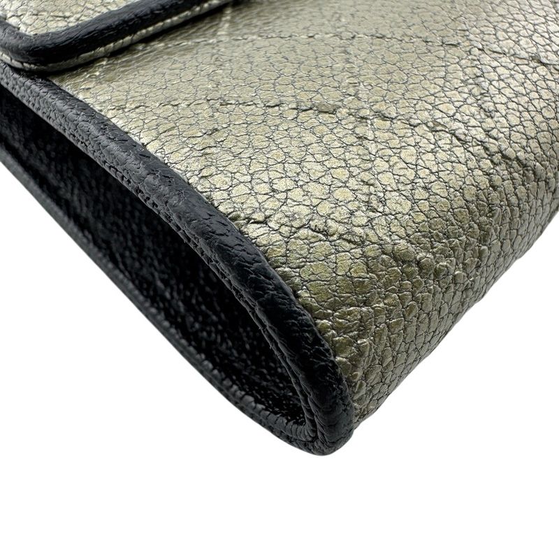 Chanel Quilted Wallet Leather Silver