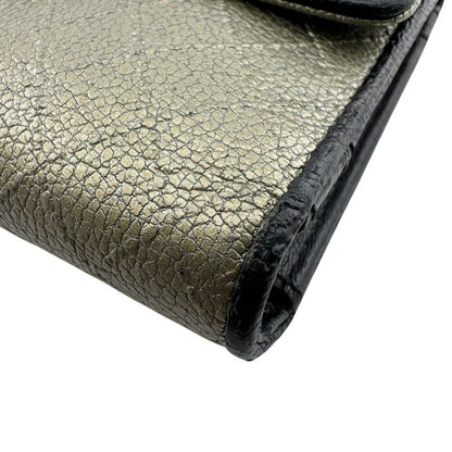 Chanel Quilted Wallet Leather Silver