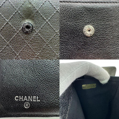 Chanel Quilted Wallet Leather Silver