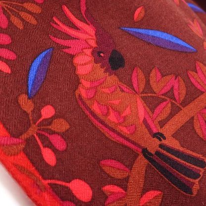 Cartier Large Shawl Scarf Cashmere Silk Pantel Animal Leaf Pattern Red