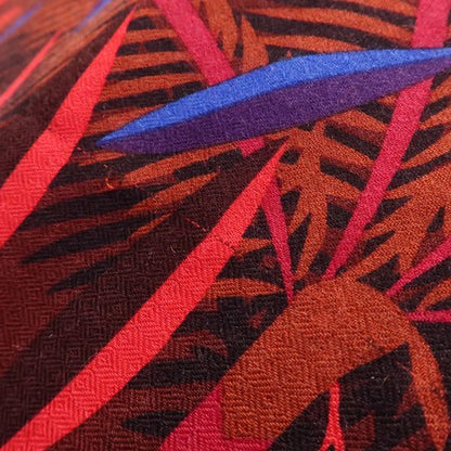 Cartier Large Shawl Scarf Cashmere Silk Pantel Animal Leaf Pattern Red