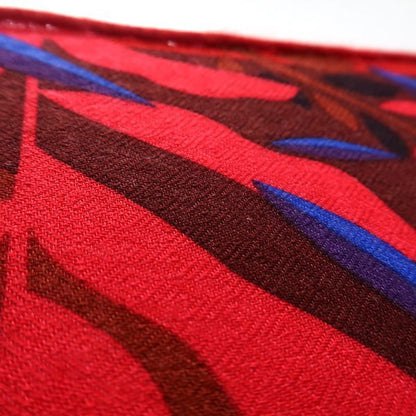 Cartier Large Shawl Scarf Cashmere Silk Pantel Animal Leaf Pattern Red