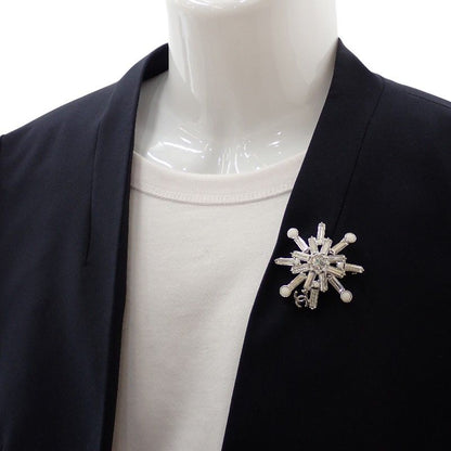 Chanel Snow Star Brooch Metal Silver