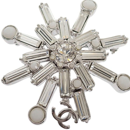 Chanel Snow Star Brooch Metal Silver