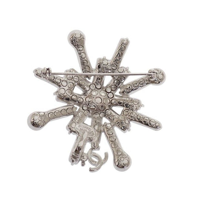 Chanel Snow Star Brooch Metal Silver