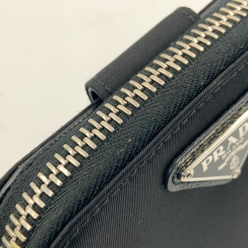 Prada Tessuto Nylon Zip Around Compact Wallet Black