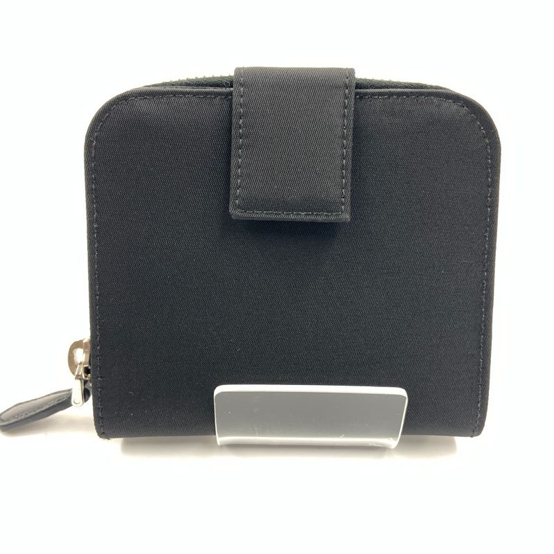 Prada Tessuto Nylon Zip Around Compact Wallet Black