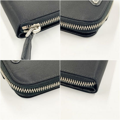 Prada Tessuto Nylon Zip Around Compact Wallet Black