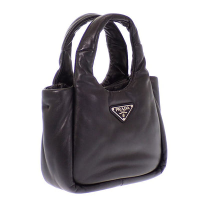 Prada Padded Mini Handbag Leather Black Silver