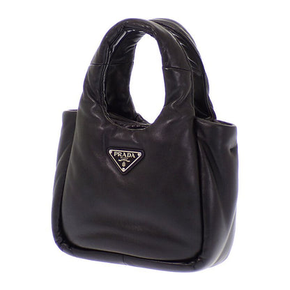 Prada Padded Mini Handbag Leather Black Silver